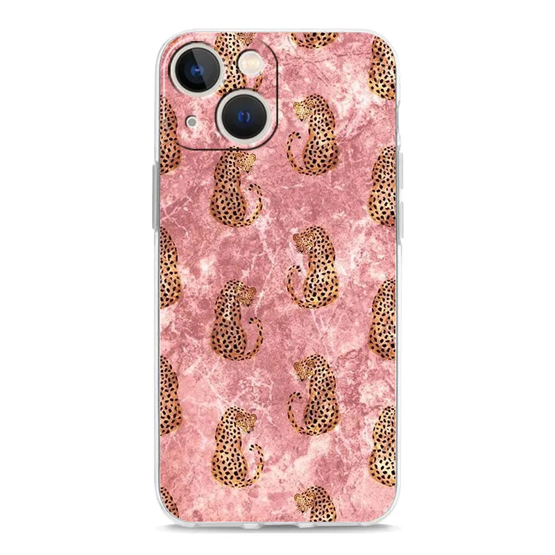 Phone Case For iPhone 17 Cases iPhone Air 16 15 12 13 14 Pro Max 15 Plus 16Pro iPhone11 Clear Cover Fashion Gold Pink Marble