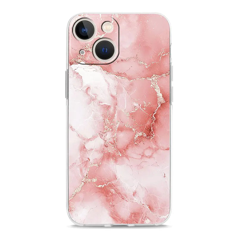 Phone Case For iPhone 17 Cases iPhone Air 16 15 12 13 14 Pro Max 15 Plus 16Pro iPhone11 Clear Cover Fashion Gold Pink Marble