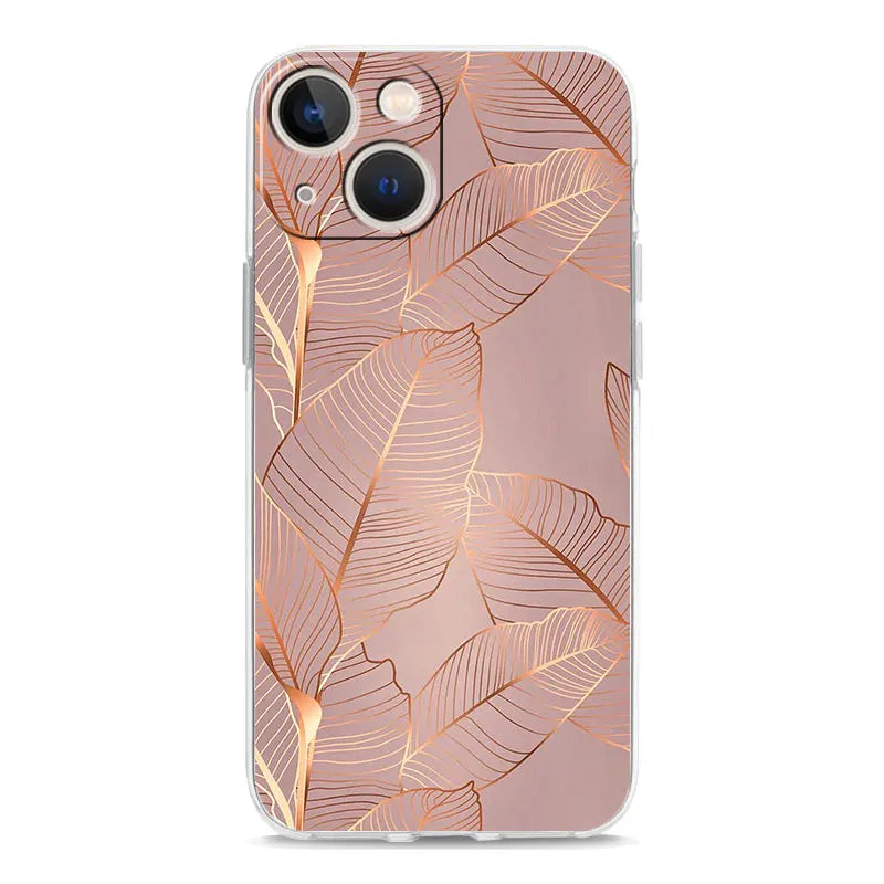 Phone Case For iPhone 17 Cases iPhone Air 16 15 12 13 14 Pro Max 15 Plus 16Pro iPhone11 Clear Cover Fashion Gold Pink Marble