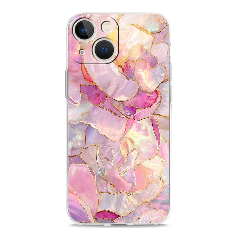 Phone Case For iPhone 17 Cases iPhone Air 16 15 12 13 14 Pro Max 15 Plus 16Pro iPhone11 Clear Cover Fashion Gold Pink Marble